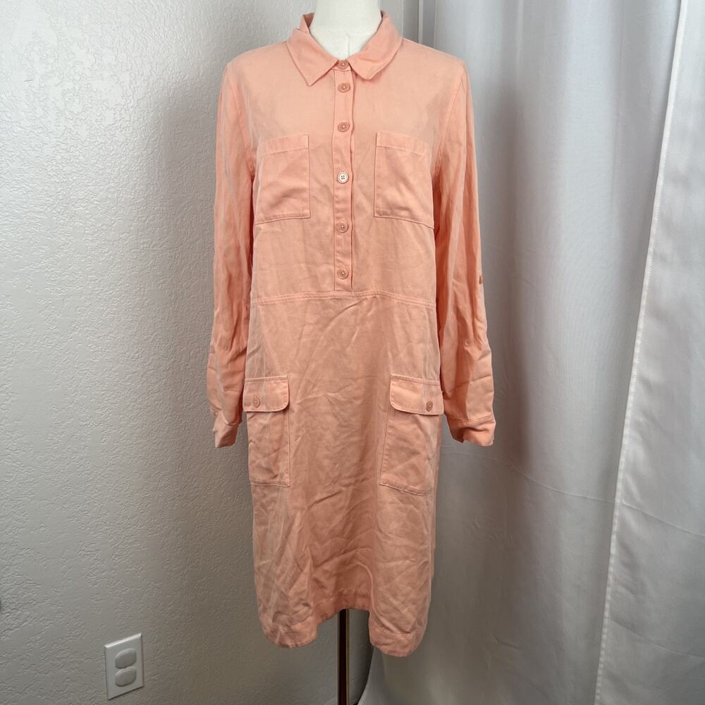 Soft Surroundings Dress Womens Medium Peach Linen Blend Minimalist Utility Basic